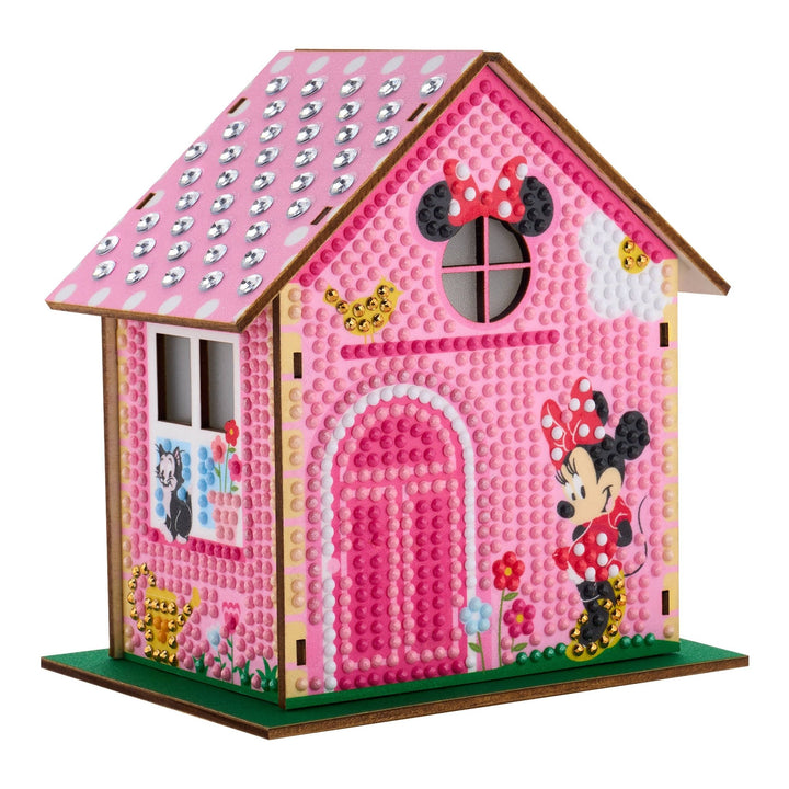 Diamond Art Club - Minnie Mouse - Gem House: Round with 17 Colors including 1 Electro Diamond and 4 Fairy Dust Diamonds / 2,075 / 5.5" x 4.1" x 3.1" (14 x 10.5 x 8cm) - Pisgah Needleworks