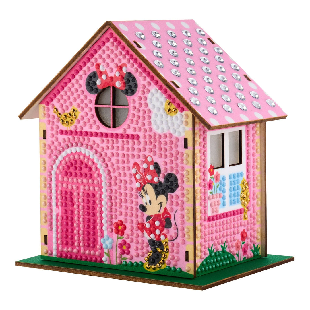 Diamond Art Club - Minnie Mouse - Gem House: Round with 17 Colors including 1 Electro Diamond and 4 Fairy Dust Diamonds / 2,075 / 5.5" x 4.1" x 3.1" (14 x 10.5 x 8cm) - Pisgah Needleworks