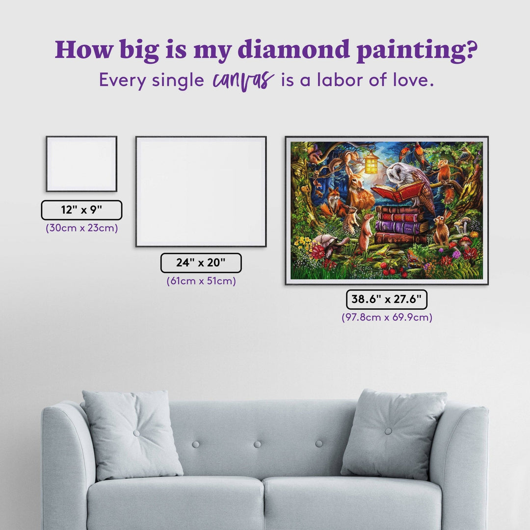 Diamond Art Club Night Time Story Woodland Animals Square Diamond Painting Kit - Pisgah Needleworks
