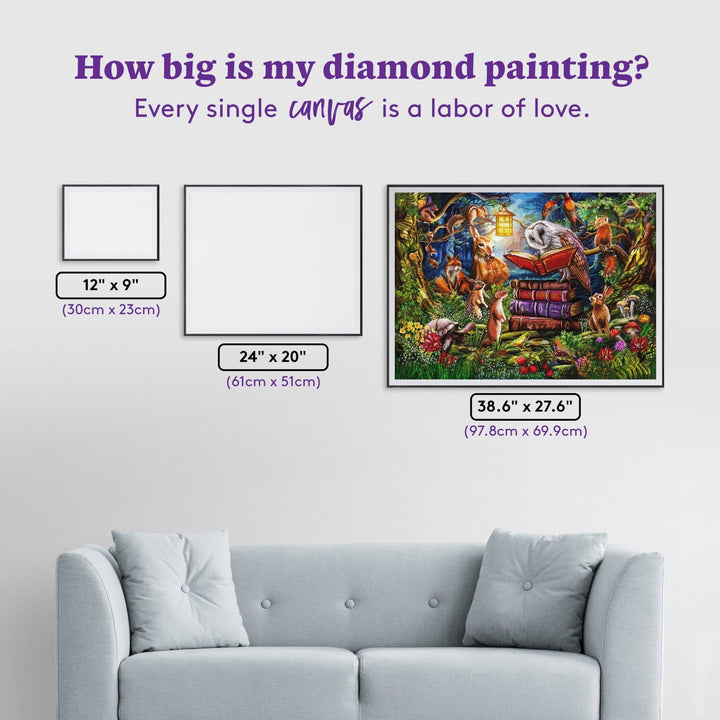 Diamond Art Club Night Time Story Woodland Animals Square Diamond Painting Kit - Pisgah Needleworks