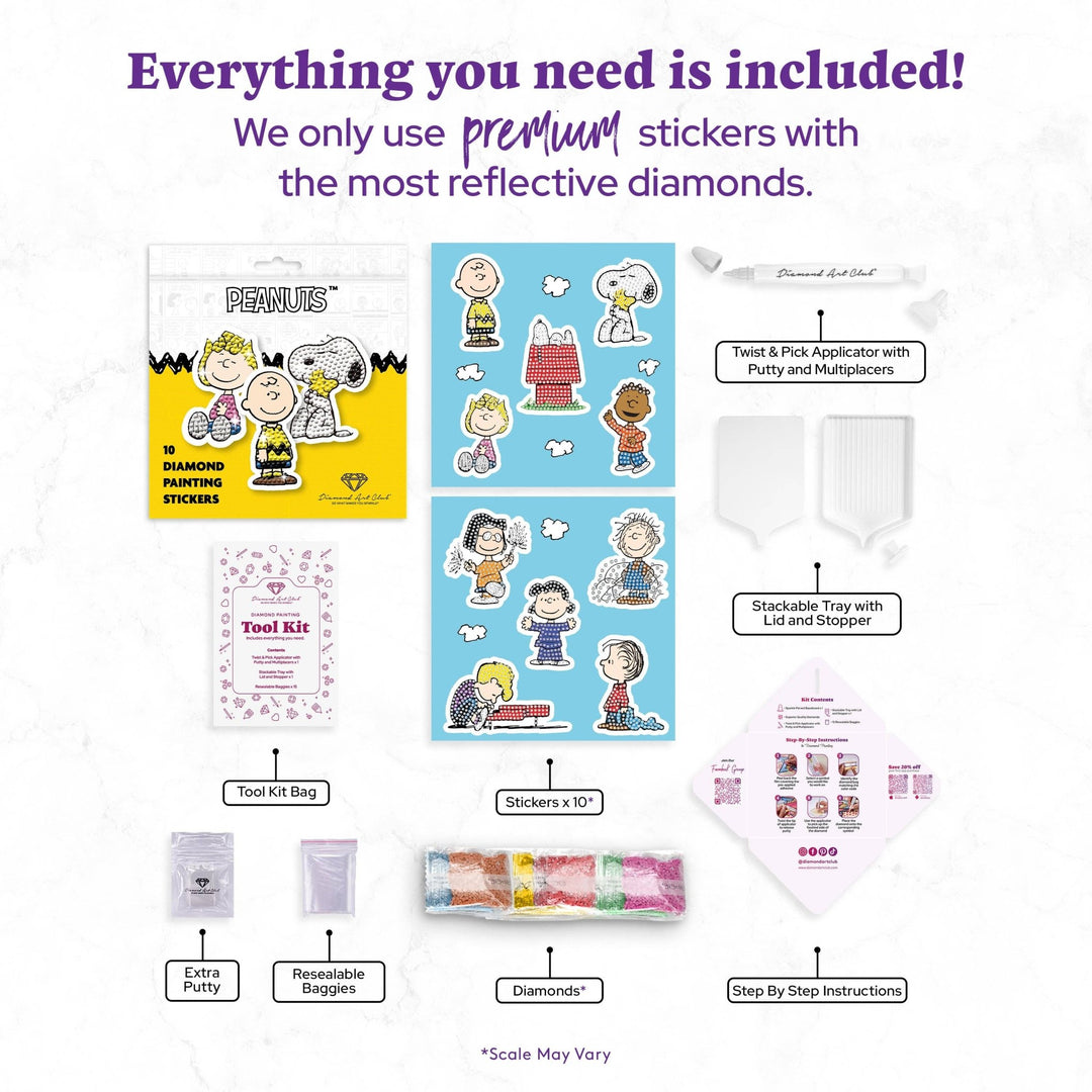 Diamond Art Club – Peanuts™ Diamond Painting Stickers (10 - Pack) - Pisgah Needleworks