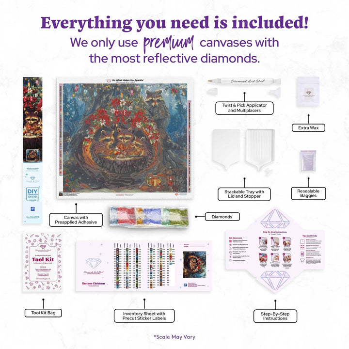 Diamond Art Club – Raccoon Christmas - Pisgah Needleworks