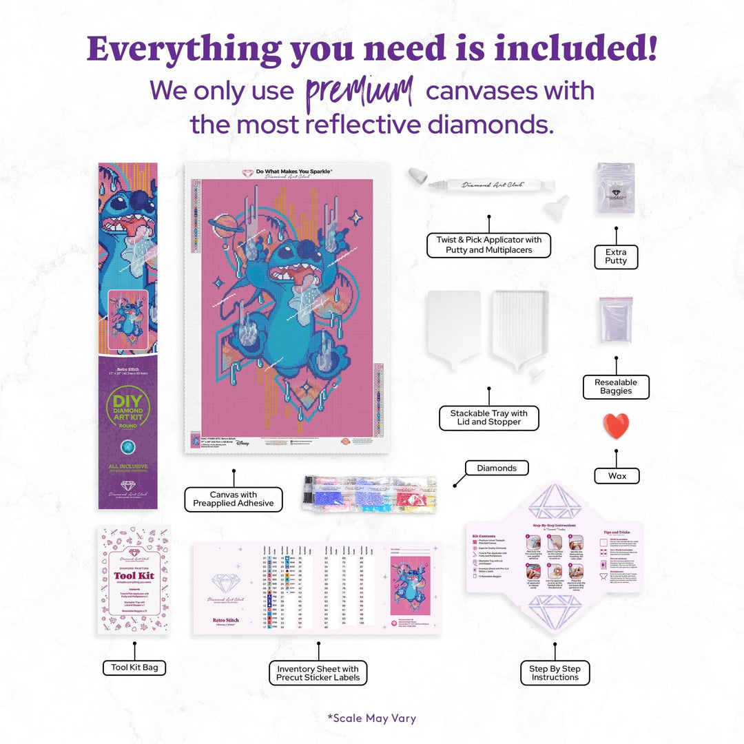 Diamond Art Club – Retro Stitch Licensed Disney Diamond Painting (Round Drill, 17" x 25") - Pisgah Needleworks