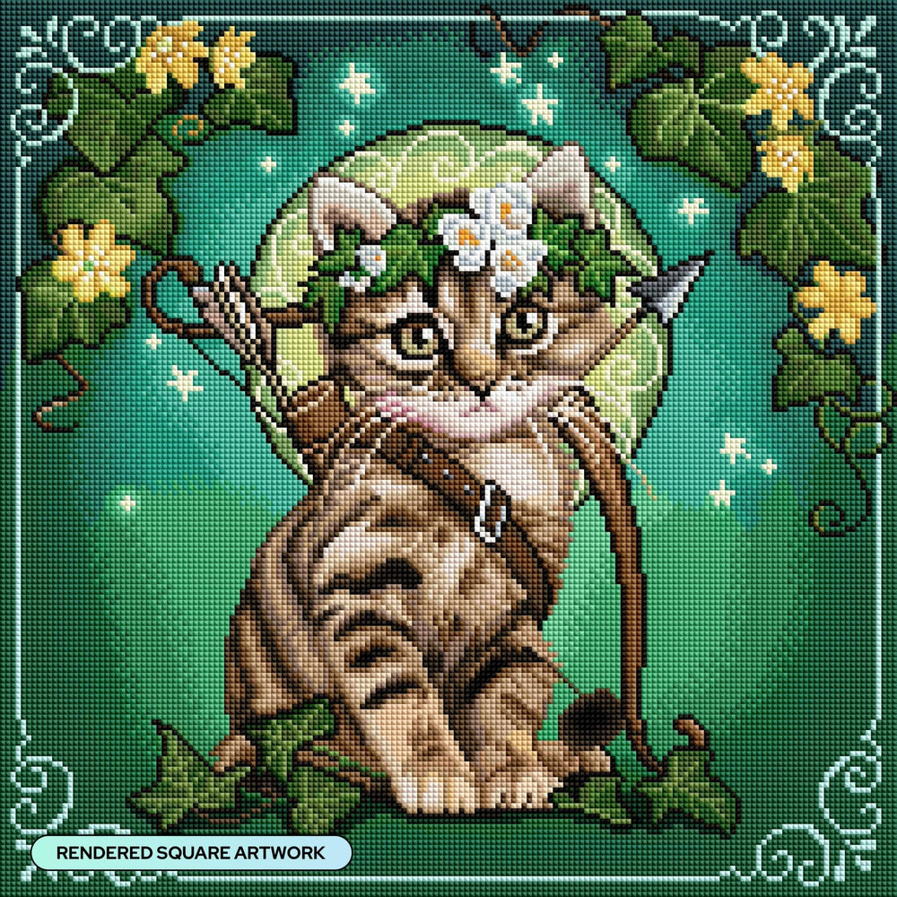 Diamond Art Club Sagittarius Zodiac Kitten Square Diamond Painting Kit - Pisgah Needleworks