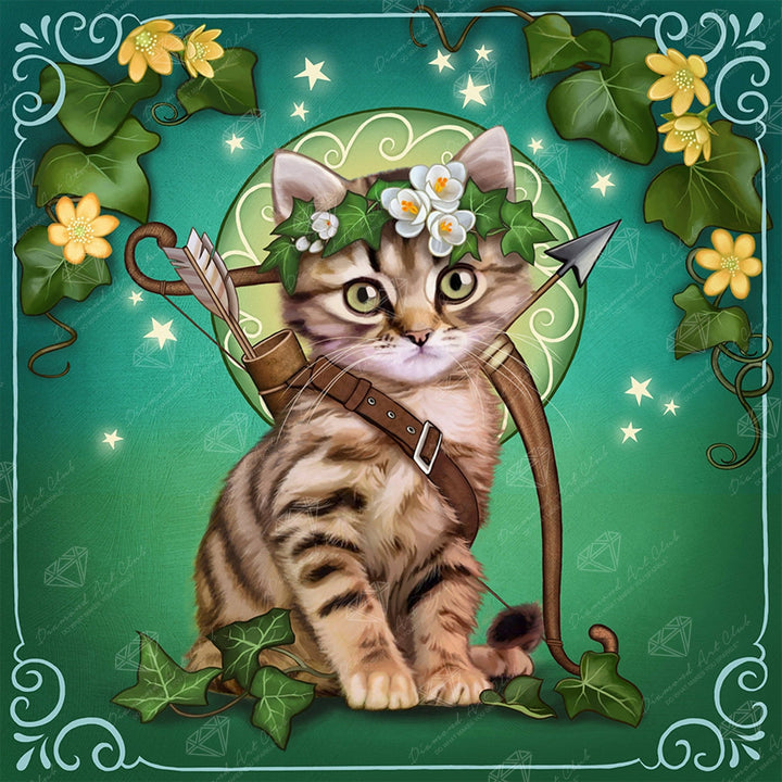 Diamond Art Club Sagittarius Zodiac Kitten Square Diamond Painting Kit - Pisgah Needleworks