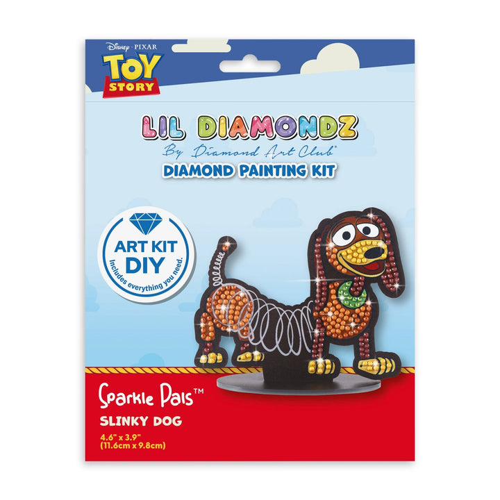 Diamond Art Club - Slinky Dog - Sparkle Pals™: Round with 5 Colors including 1 AB and 3 Fairy Dust Diamonds / 260 / 4.6" x 3.9" (11.6cm x 9.8cm) - Pisgah Needleworks