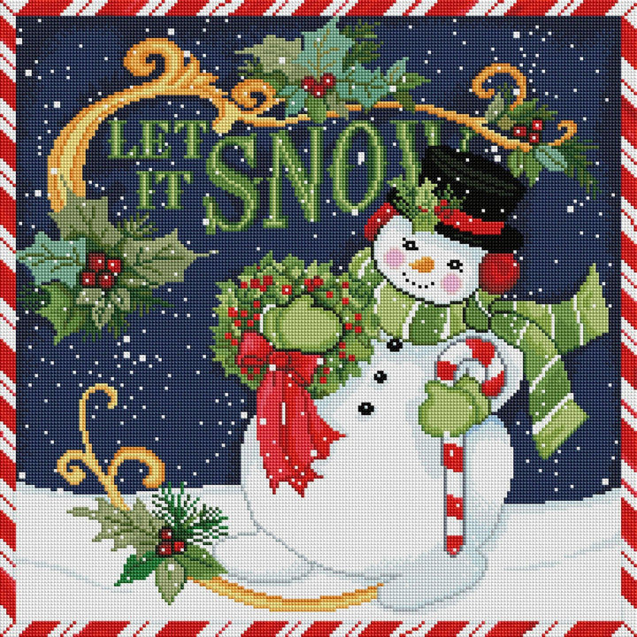 Diamond Art Club – Snowman (Let it Snow!) Christmas Diamond Painting (Square Drill, 20" x 20") - Pisgah Needleworks