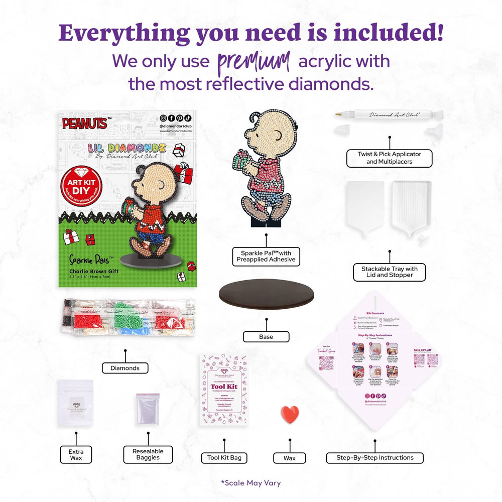 Diamond Art Club Sparkle Pals™ Charlie Brown™ Gift Diamond Painting Kit - Pisgah Needleworks