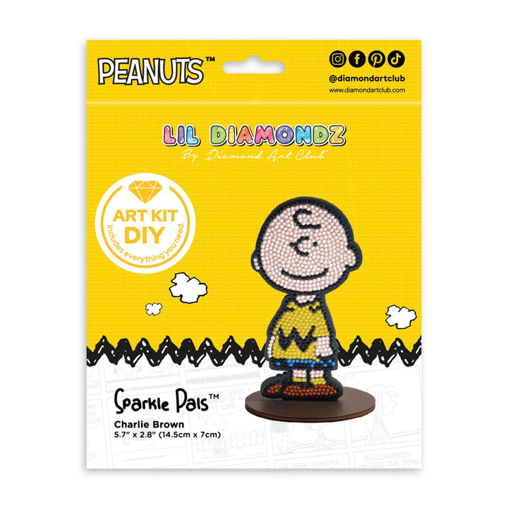 Diamond Art Club - Sparkle Pals™ - Charlie Brown: Round with 5 Colors including 2 Fairy Dust Diamonds / 810 / 5.7" x 2.8" (14.5cm x 7cm) - Pisgah Needleworks