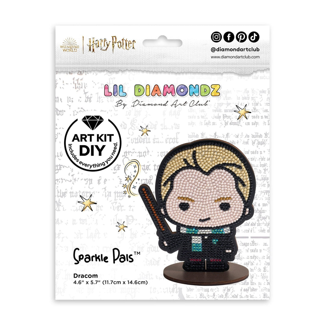 Diamond Art Club - Sparkle Pals™ - Draco: Round with 8 Colors including 1AB and 2 Fairy Dust Diamonds and 1 Iridescent Diamond / 1,183 / 4.6" x 5.7" (11.7cm x 14.6cm) - Pisgah Needleworks