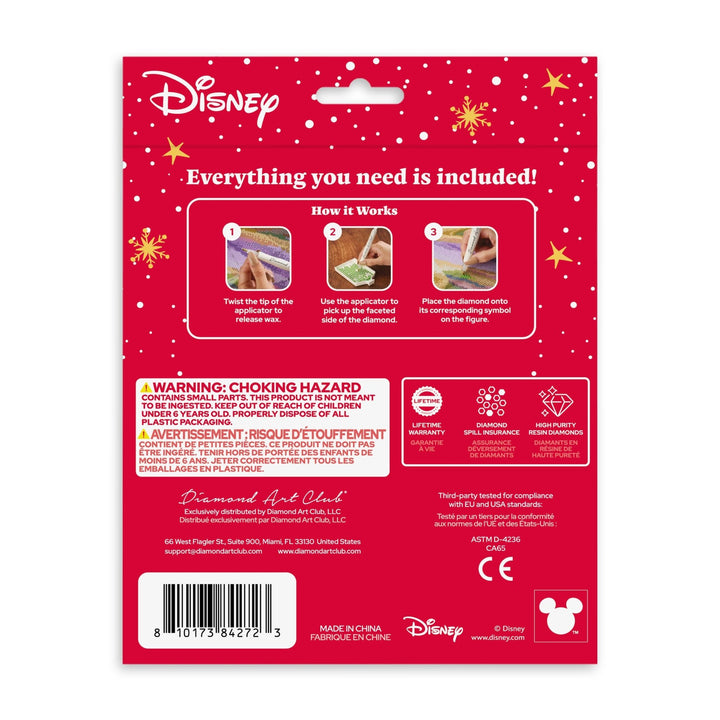 Diamond Art Club - Sparkle Pals™ - Minnie’s Holiday Surprise: Round with 10 Colors including 2 ABs and 4 Fairy Dust Diamonds / 545 / 5.5" x 4.3" (14cm x 11cm) - Pisgah Needleworks