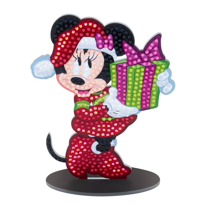 Diamond Art Club - Sparkle Pals™ - Minnie’s Holiday Surprise: Round with 10 Colors including 2 ABs and 4 Fairy Dust Diamonds / 545 / 5.5" x 4.3" (14cm x 11cm) - Pisgah Needleworks