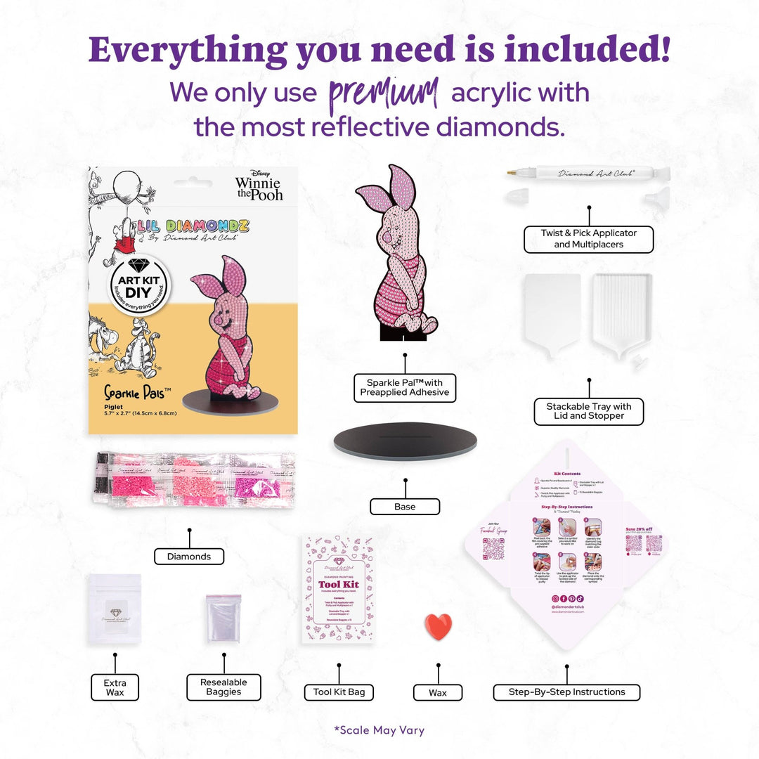 Diamond Art Club Sparkle Pals™ Piglet Diamond Painting Kit - Pisgah Needleworks