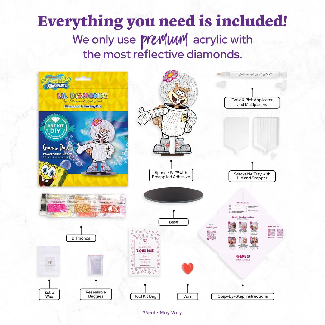 Diamond Art Club - Sparkle Pals™ - Powerhouse Sandy: Round with 9 Colors / 494 / 3.3" x 5.5" (9.9cm x 14.1cm) - Pisgah Needleworks