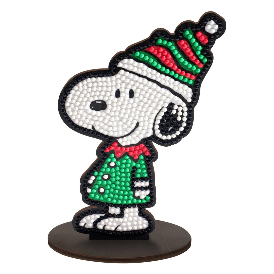 Diamond Art Club - Sparkle Pals™ - Snoopy Elf: Round with 4 Colors including 2 Fairy Dust Diamonds / 679 / 5.5" x 3.1" (14cm x 8cm) - Pisgah Needleworks