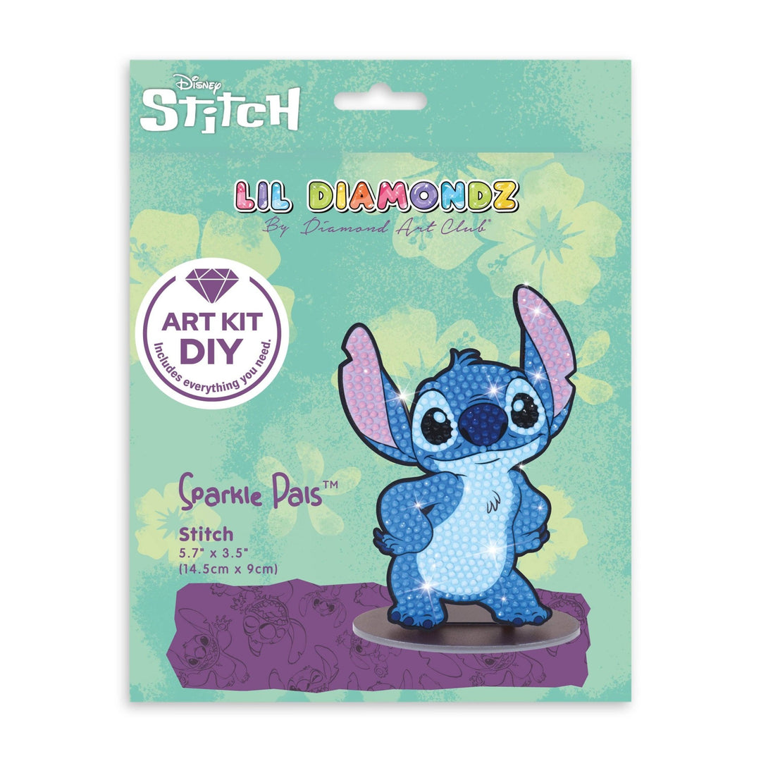 Diamond Art Club - Sparkle Pals™ - Stitch™: Round with 5 Colors including 1 Fairy Dust Diamond / 497 / 5.7" x 3.5" (14.5cm x 9cm) - Pisgah Needleworks