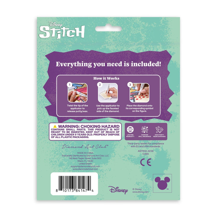 Diamond Art Club - Sparkle Pals™ - Stitch™: Round with 5 Colors including 1 Fairy Dust Diamond / 497 / 5.7" x 3.5" (14.5cm x 9cm) - Pisgah Needleworks
