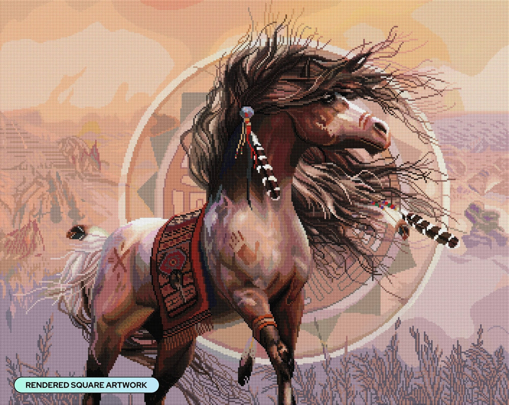 Diamond Art Club Spirit Warrior Square Diamond Painting Kit - Pisgah Needleworks