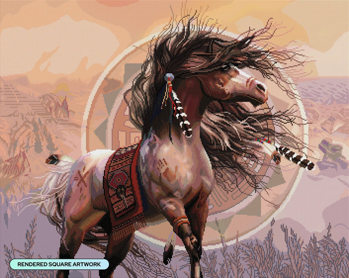 Diamond Art Club Spirit Warrior Square Diamond Painting Kit - Pisgah Needleworks