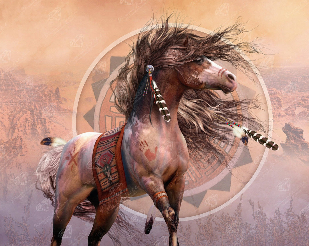 Diamond Art Club Spirit Warrior Square Diamond Painting Kit - Pisgah Needleworks