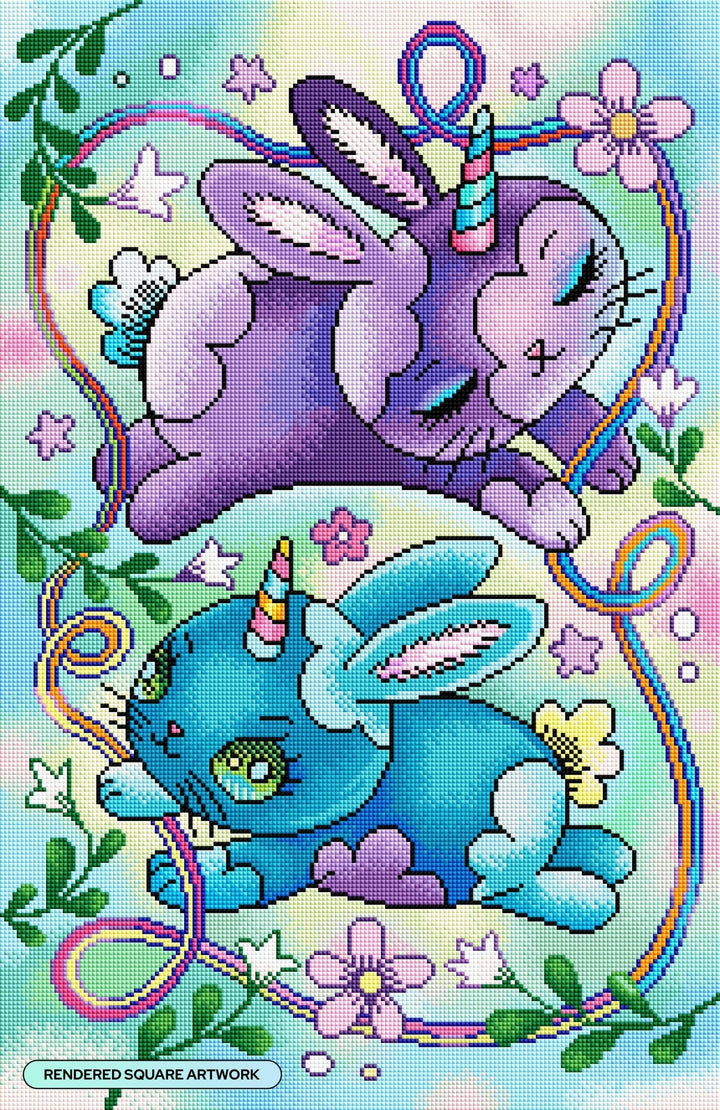 Diamond Art Club Spring Unicorn Bunnies Square Diamond Painting Kit - Pisgah Needleworks