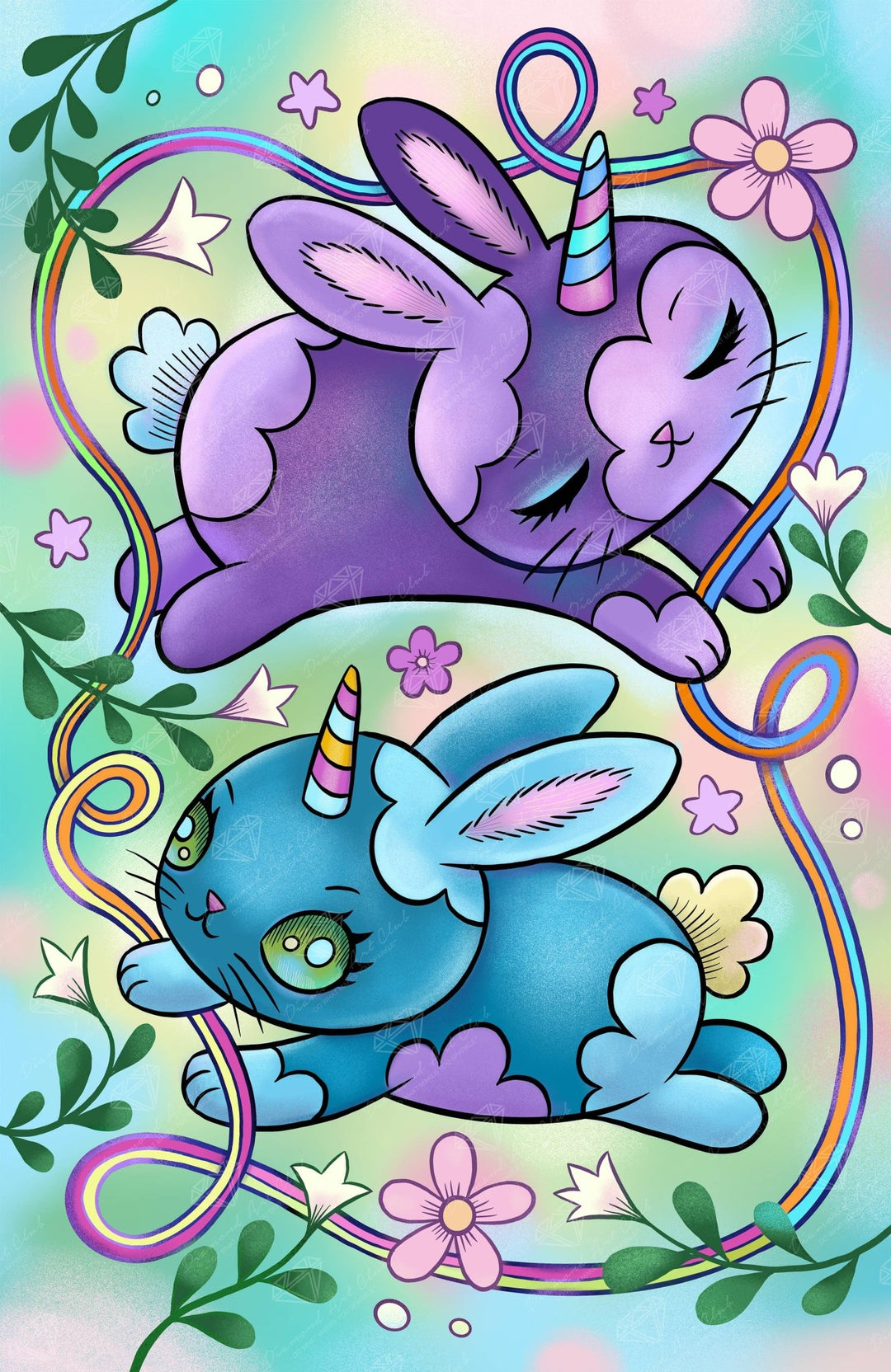 Diamond Art Club Spring Unicorn Bunnies Square Diamond Painting Kit - Pisgah Needleworks