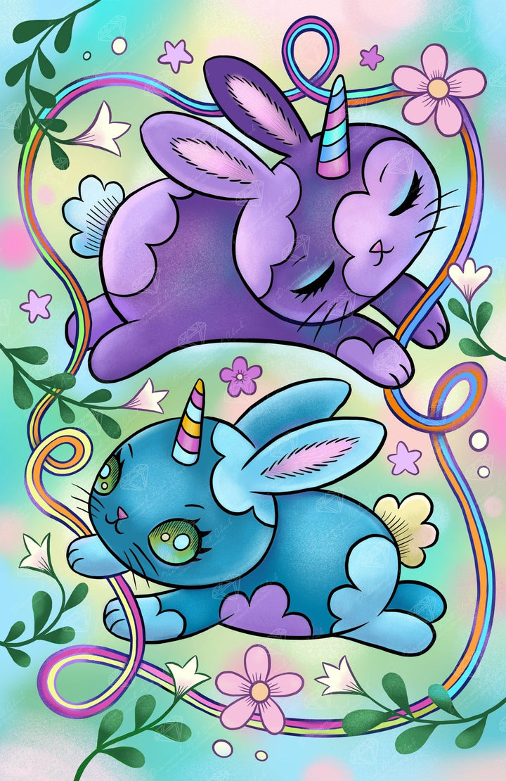 Diamond Art Club Spring Unicorn Bunnies Square Diamond Painting Kit - Pisgah Needleworks
