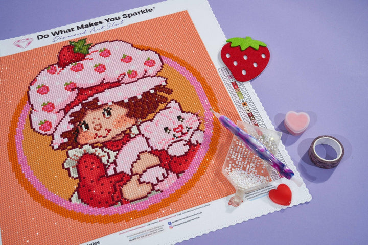 Diamond Art Club® Strawberry Shortcake: Berry Best Buddies Diamond Painting Kit – 13" x 13" - Pisgah Needleworks
