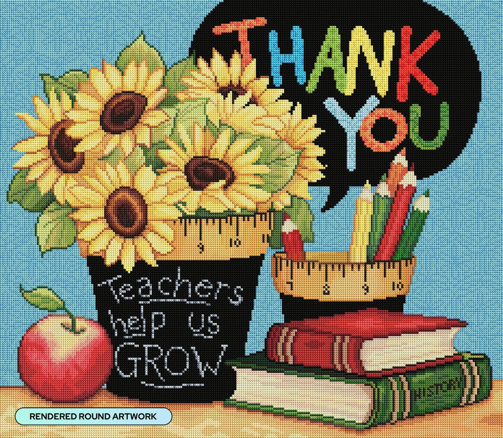 Diamond Art Club – Teachers Help Us Grow Diamond Painting (Round Drill, 25" x 22") - Pisgah Needleworks