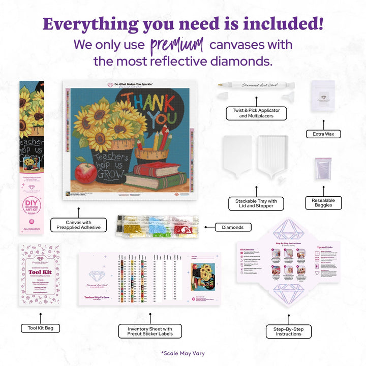 Diamond Art Club – Teachers Help Us Grow Diamond Painting (Round Drill, 25" x 22") - Pisgah Needleworks