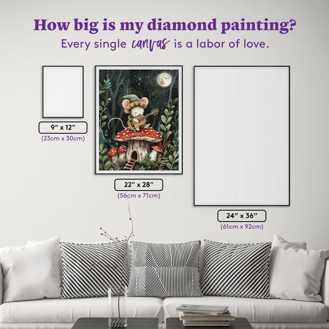 Diamond Art Club - The Light of the Silvery Moon: Square with 56 Colors including 3 ABs and 1 Fairy Dust Diamond / 63,616 / 22" x 28" (56cm x 71cm) - Pisgah Needleworks
