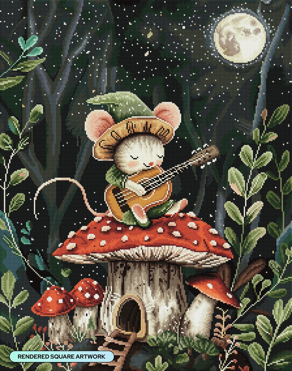 Diamond Art Club - The Light of the Silvery Moon: Square with 56 Colors including 3 ABs and 1 Fairy Dust Diamond / 63,616 / 22" x 28" (56cm x 71cm) - Pisgah Needleworks