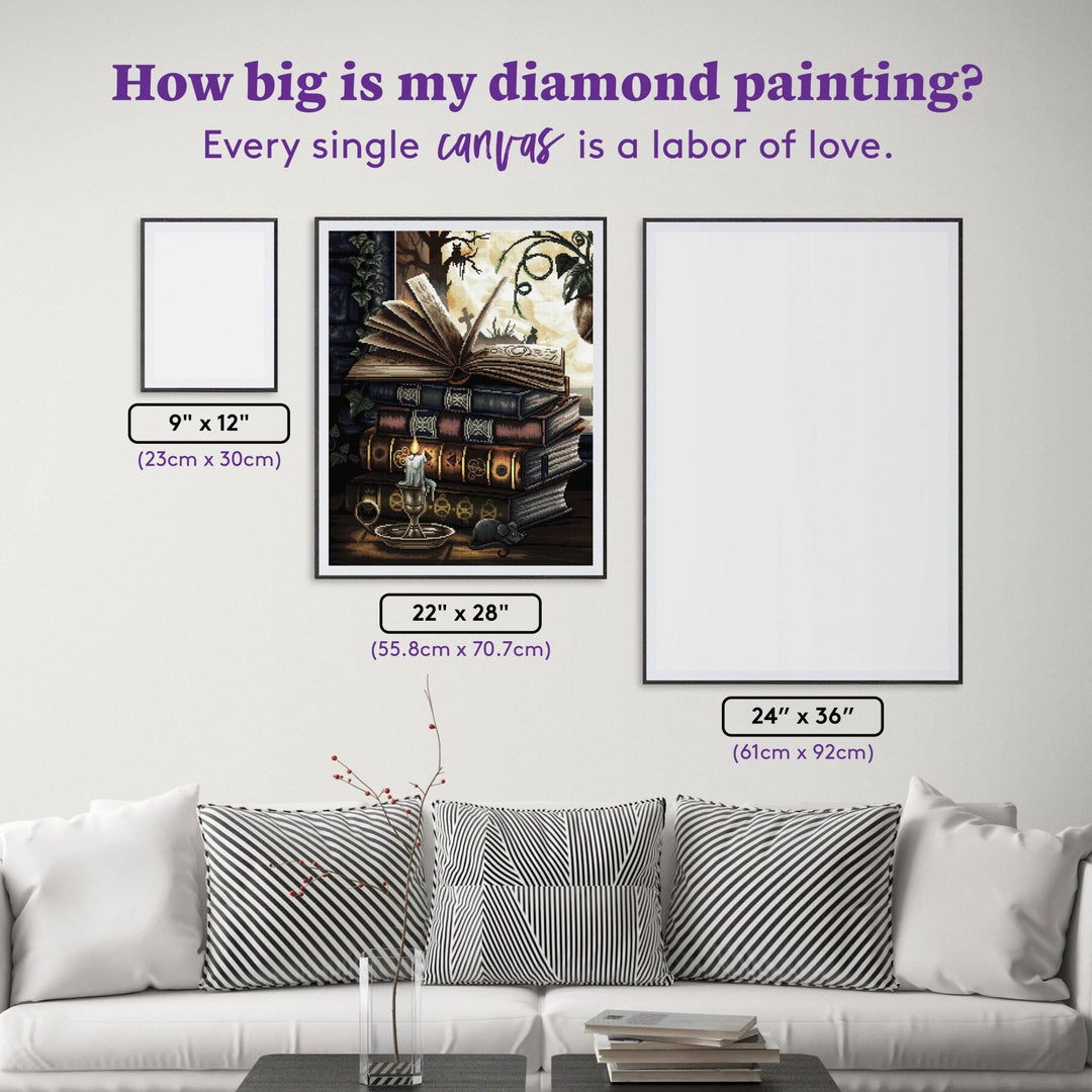 Diamond Art Club - The Midnight Library: Square with 44 Colors including 1 AB and 5 Fairy Dust Diamonds / 63,616 / 22" x 28" (55.8cm x 70.7cm) - Pisgah Needleworks