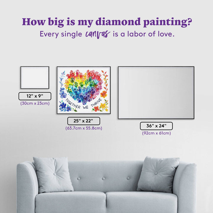 Diamond Art Club - Together We Thrive: Square with 80 Colors including 2 ABs and 1 Electro Diamond and 3 Fairy Dust Diamonds / 57,344 / 25" x 22" (63.7cm x 55.8cm) - Pisgah Needleworks