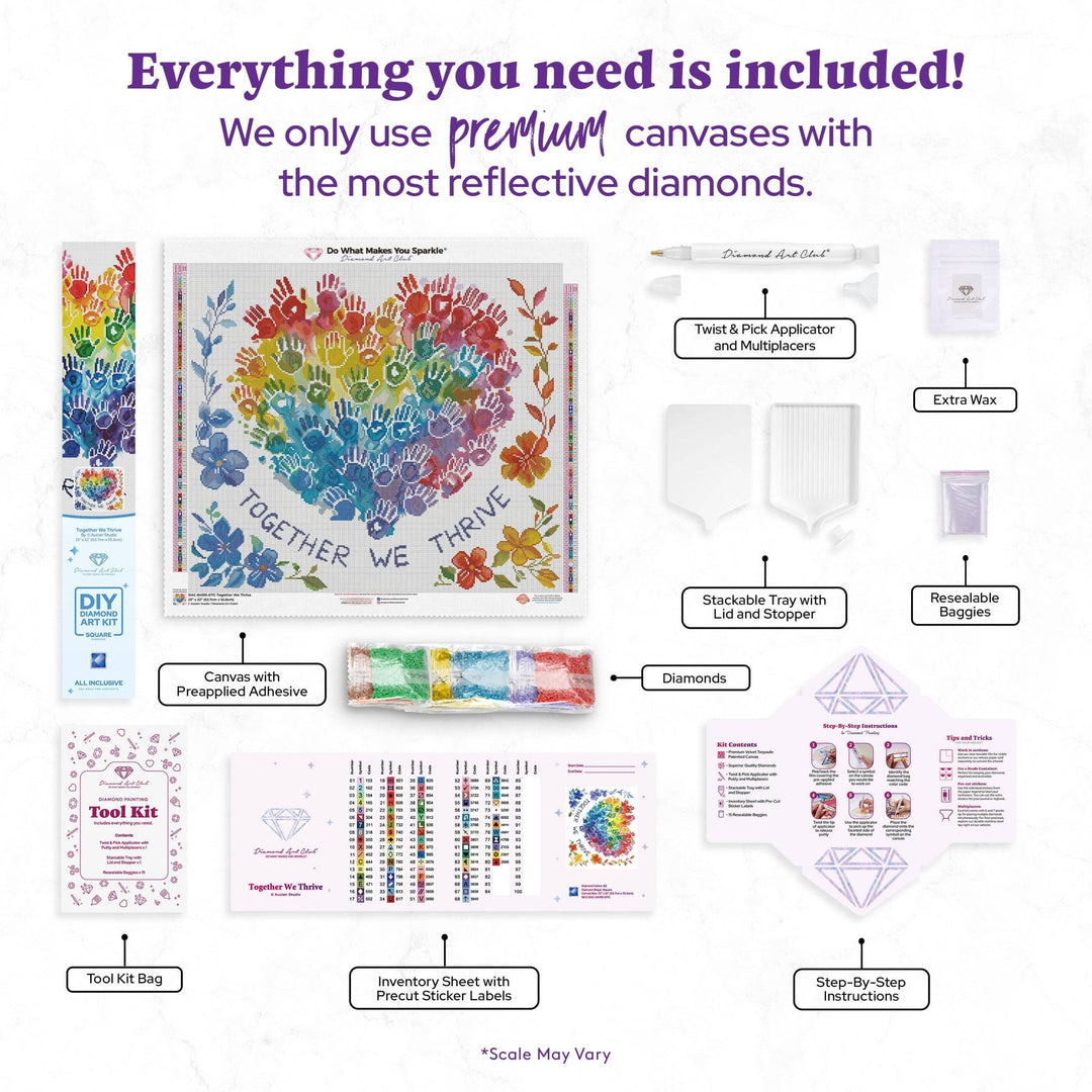Diamond Art Club - Together We Thrive: Square with 80 Colors including 2 ABs and 1 Electro Diamond and 3 Fairy Dust Diamonds / 57,344 / 25" x 22" (63.7cm x 55.8cm) - Pisgah Needleworks