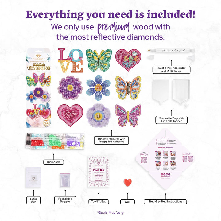 Diamond Art Club Trinket Treasures Spring Diamond Painting Kit | 9 Pieces - Pisgah Needleworks