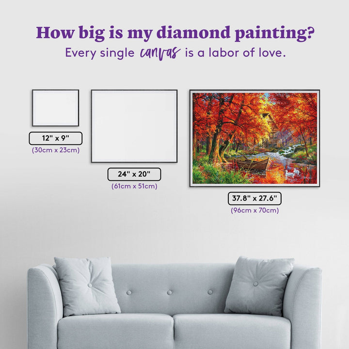 Diamond Art Club Vibrant Morning Autumn Cabin Square Diamond Painting Kit - Pisgah Needleworks