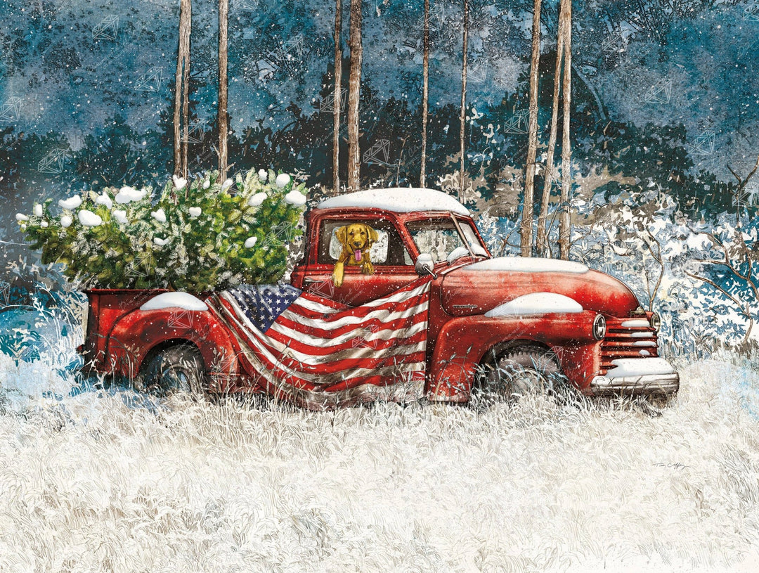 Diamond Art Club – Vintage Red Truck Diamond Painting (Square Drill, 29" x 22") - Pisgah Needleworks