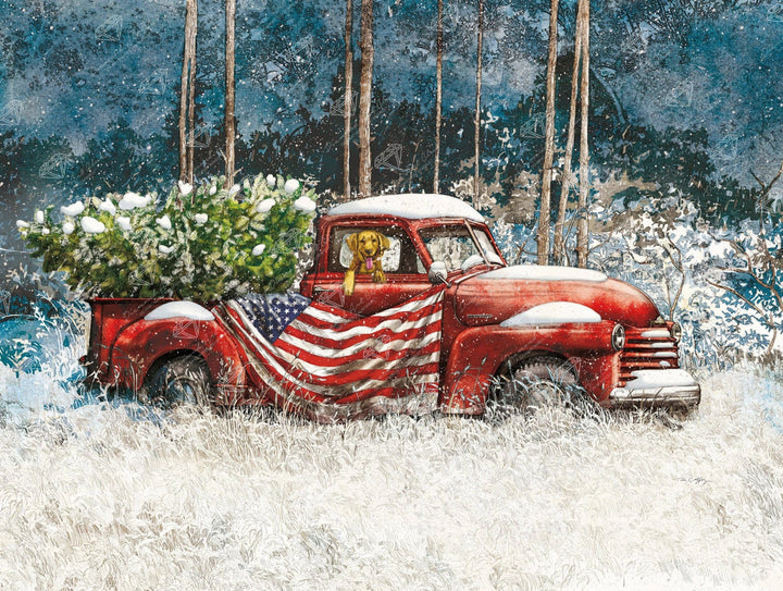 Diamond Art Club – Vintage Red Truck Diamond Painting (Square Drill, 29" x 22") - Pisgah Needleworks