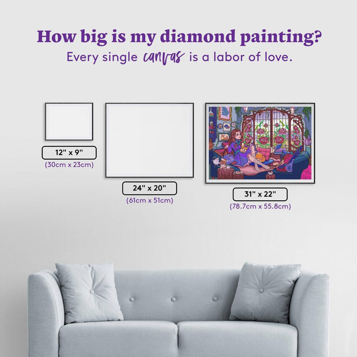 Diamond Art Club - Wilhelmina's Nook: Square with 72 Colors including 3 ABs and 3 Fairy Dust Diamonds / 70,784 / 31" x 22" (78.7cm x 55.8cm) - Pisgah Needleworks