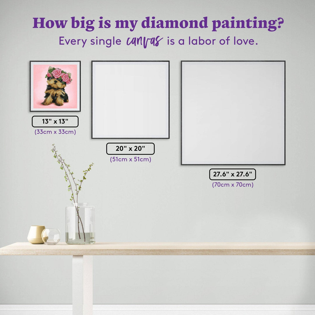 Diamond Art Club® Yorkie & Roses Diamond Painting Kit – Square Drill - Pisgah Needleworks