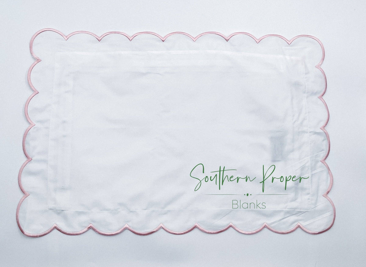 Southern Proper Blanks - Pillowcase - Scalloped edge: Light Pink / 12”x 20” - Pisgah Needleworks