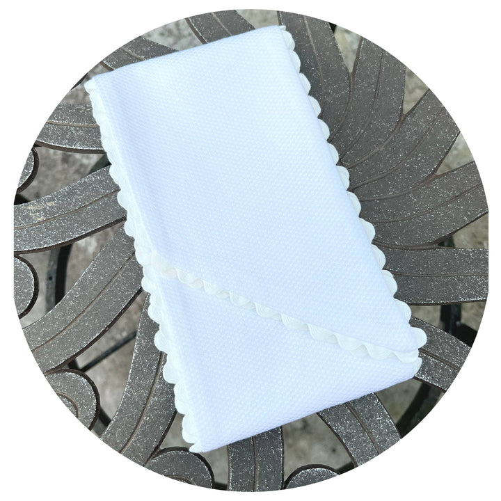 THE ROYALTY COLLECTION - White Cotton Pique Sash with Trim: 54 inches / Pink - Pisgah Needleworks