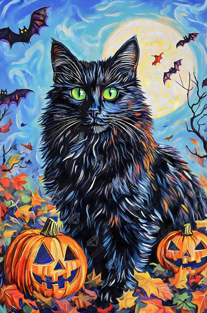 Diamond Art Club® Black Cat with Pumpkins Diamond Painting Kit – 22" x 33"