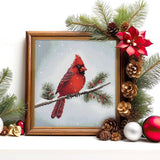 Diamond Art Club - Winter Cardinal: Round with 42 Colors including 3 ABs and 1 Special Diamonds / 13,657 / 13" x 13" (32.8cm x 32.8cm) - Pisgah Needleworks