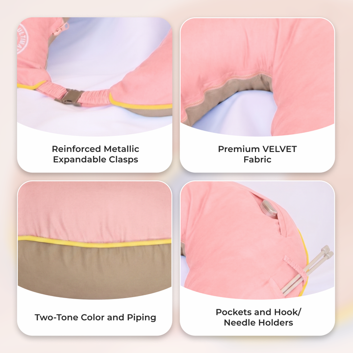Crafteaze by Valari Maker's Pillow | Peach & Khaki Velvet