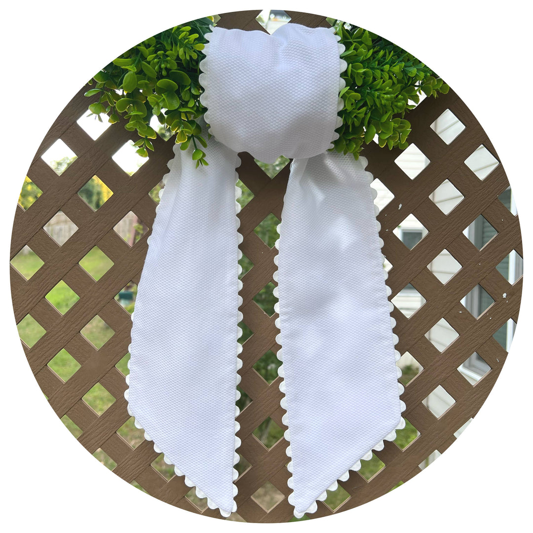 THE ROYALTY COLLECTION - White Cotton Pique Sash with Trim: 54 inches / Pink - Pisgah Needleworks