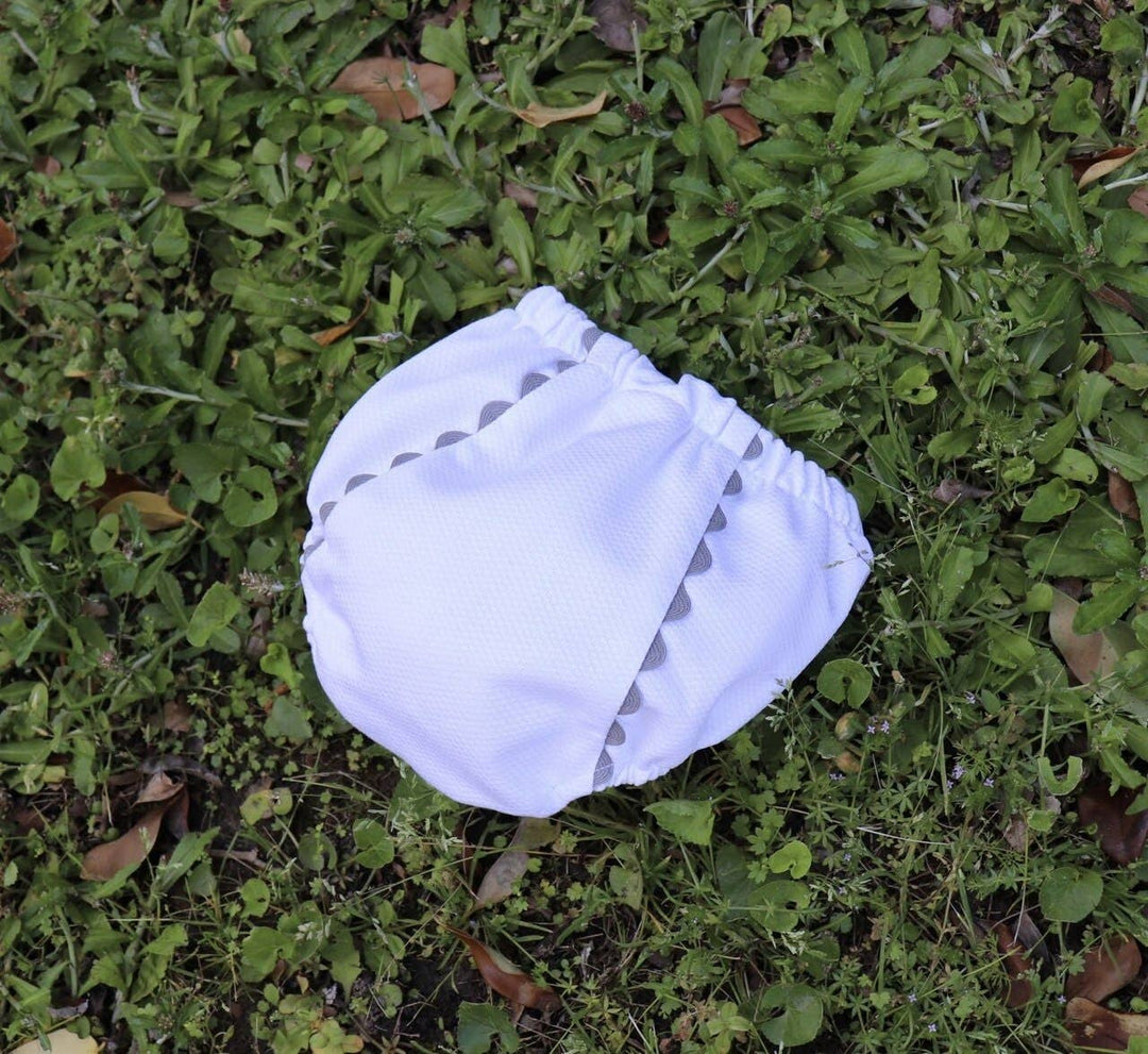 THE ROYALTY COLLECTION - White Cotton Pique Diaper Cover: No Trim / Small - (0-6m) - Pisgah Needleworks