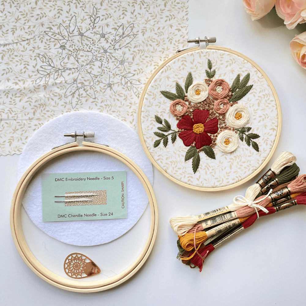 Eight22Crafts - Autumn Blooms Embroidery Kit - Pisgah Needleworks