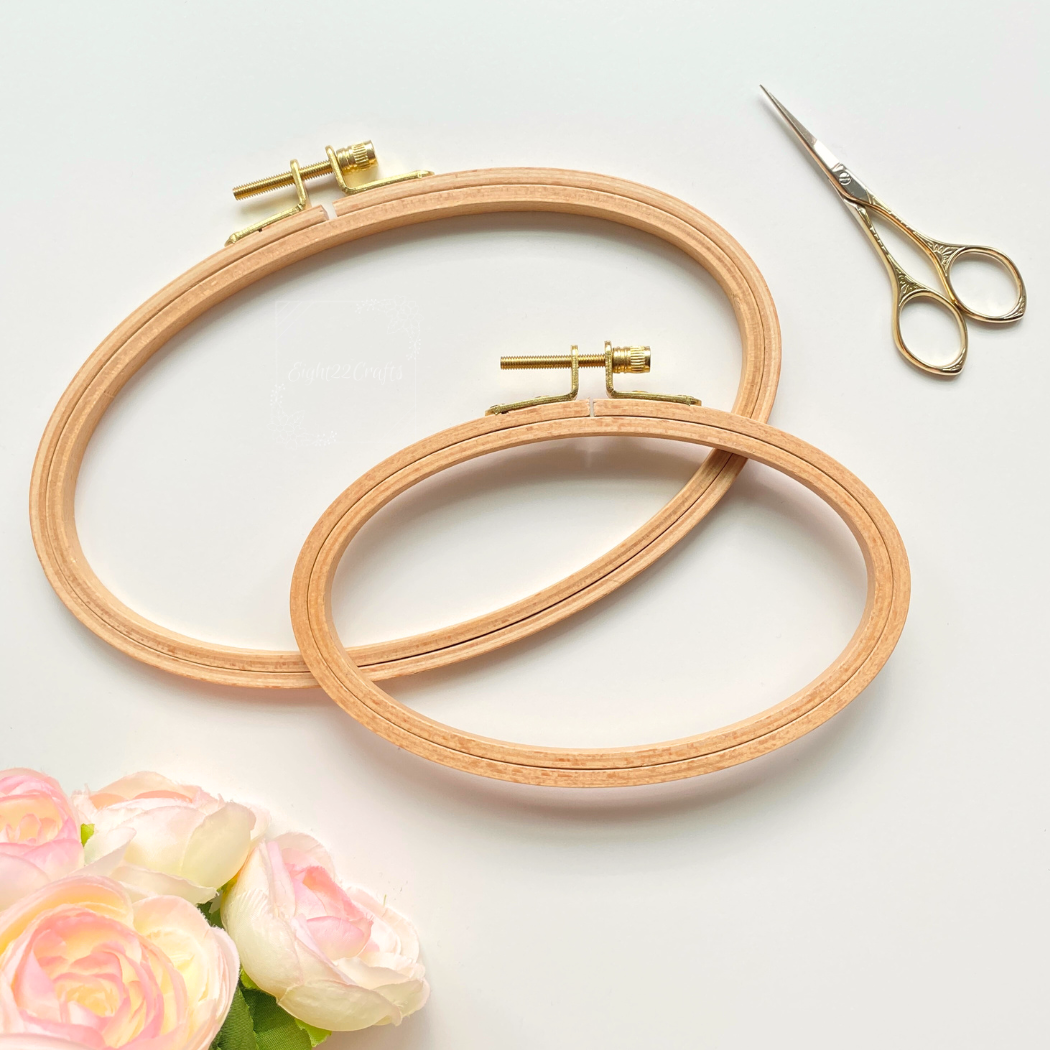 Eight22Crafts - Oval Beechwood Embroidery Hoops,  Cross Stitch Hoop Frames: 4" x 6" - Pisgah Needleworks